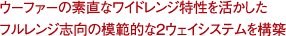 ウーファーの素直なワイドレンジ特性を活かしたフルレンジ志向の模範的な2ウェイシステムを構築